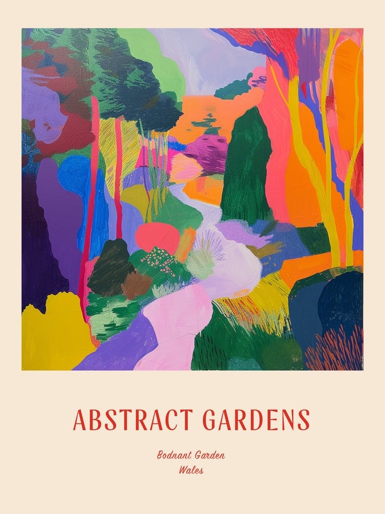 Colourful Gardens Bodnant Garden United Kingdom 2 Red Poster