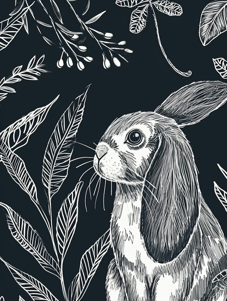 Mini Lop Rabbit Minimalist Illustration 1