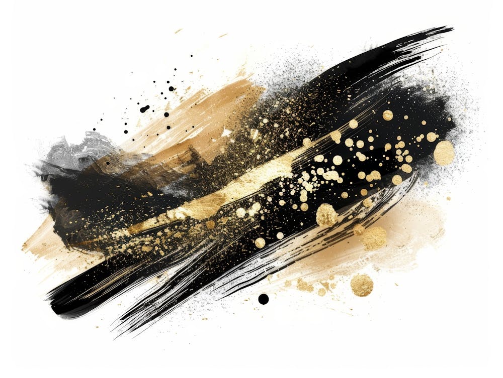 Gold And Black Abstract Painting 114