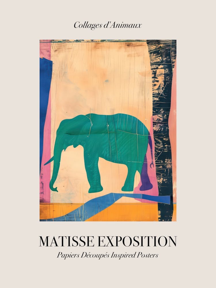 Elephant 3 Matisse Inspired Exposition Animals Poster