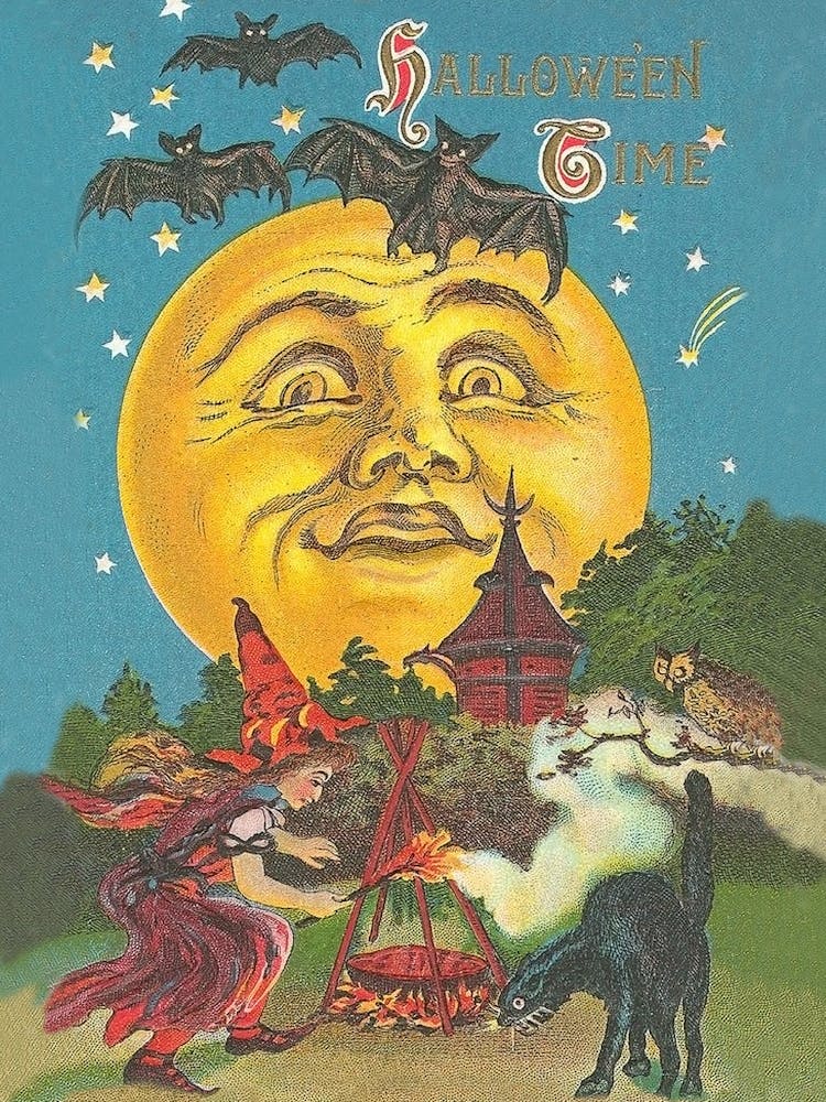 Halloween Time, Witch crafting Under A Big Yellow Moon