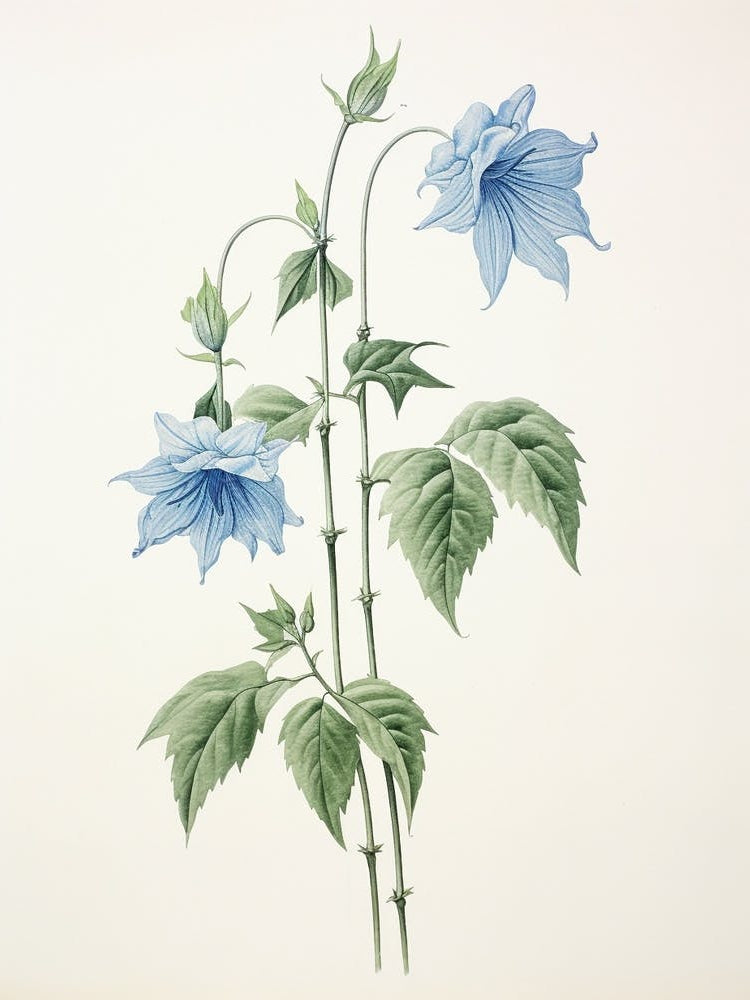 Kikyo Chinese Bellflower 1 Vintage Japanese Botanical