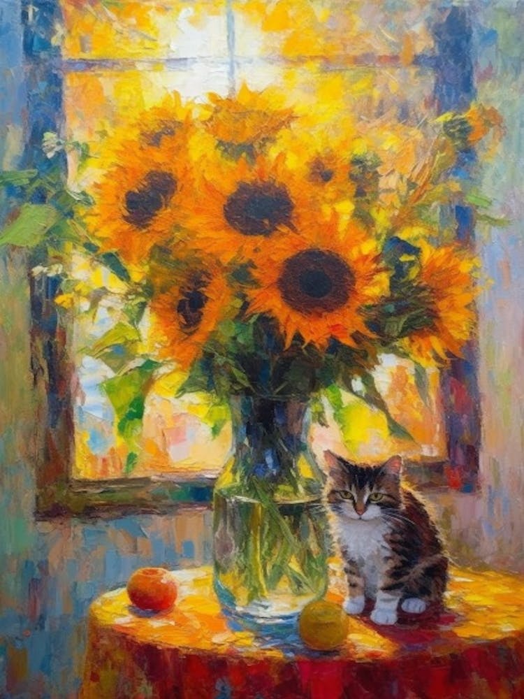 Sunflower With Cat  3