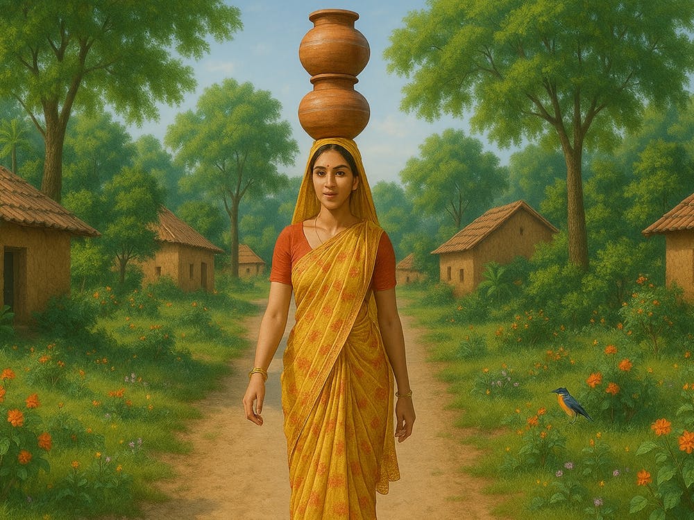Woman Carrying Pots