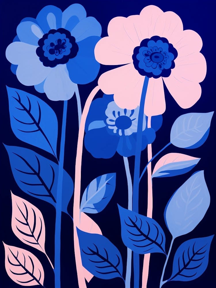 Blue Flower Illustration Gerbera Daisy 2