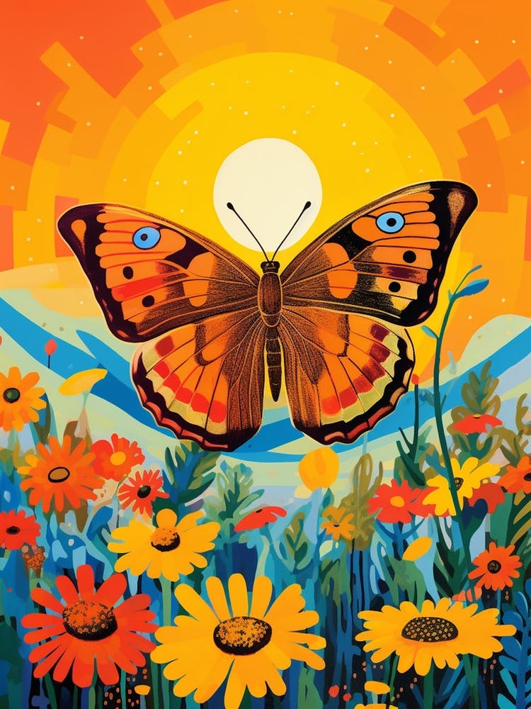 Pop Art Meadow Brown Butterfly 3