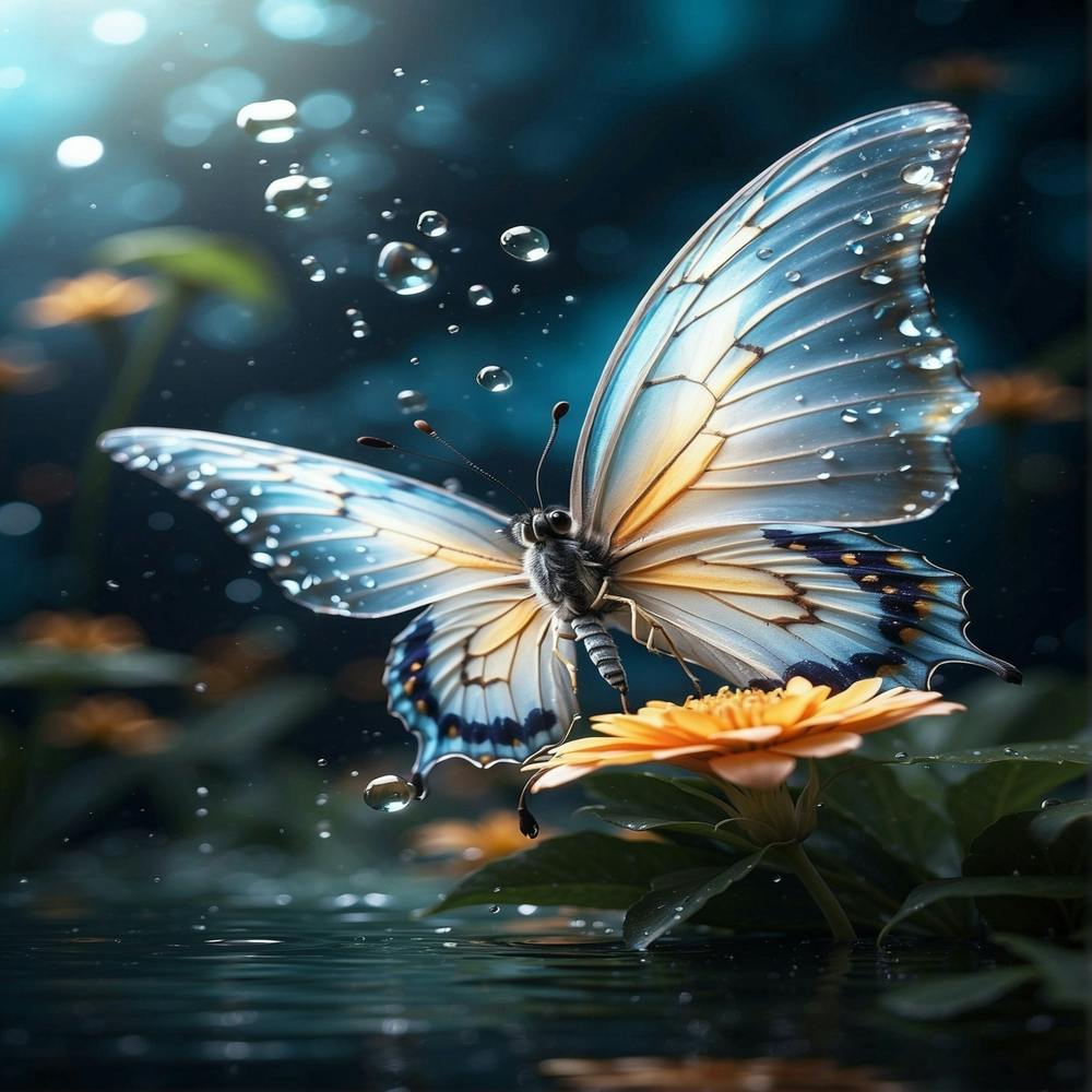 Schmetterling aus Wasserspray
