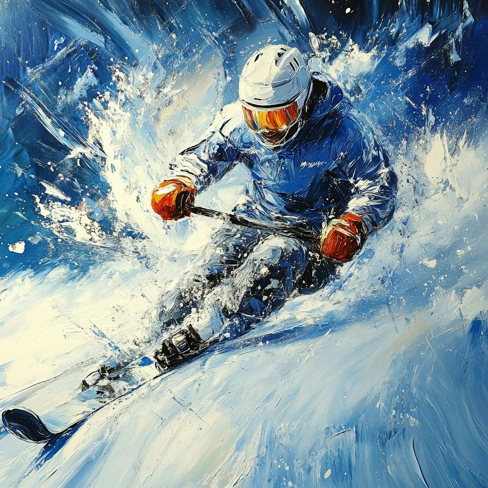 Skier In Blue Art