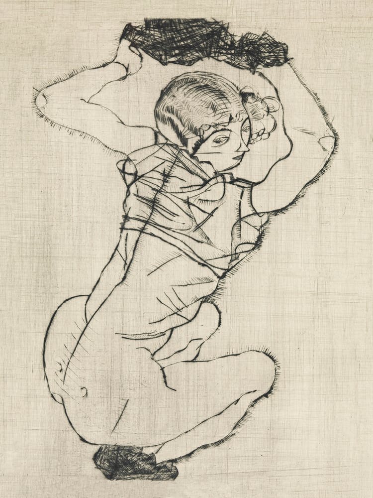 Naked Lady; Squatting Woman (1914), Egon Schiele