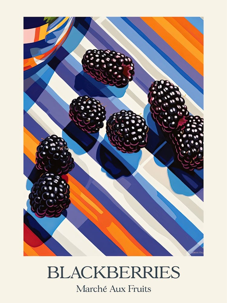 Marche Aux Fruits Blackberries Fruit Summer Illustration 2