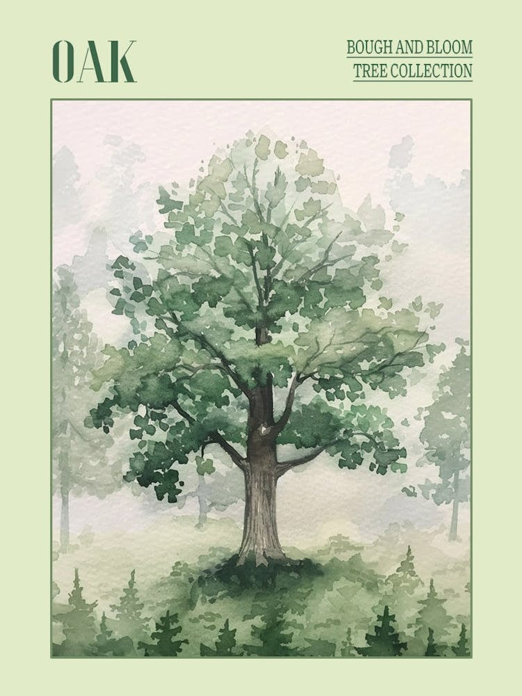 Oak Tree Atmospheric Watercolour Painting 3 Poster