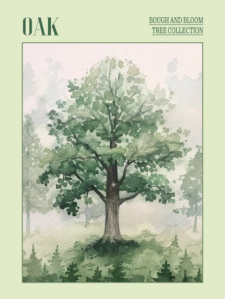 Oak Tree Atmospheric Watercolour Painting 3 Poster