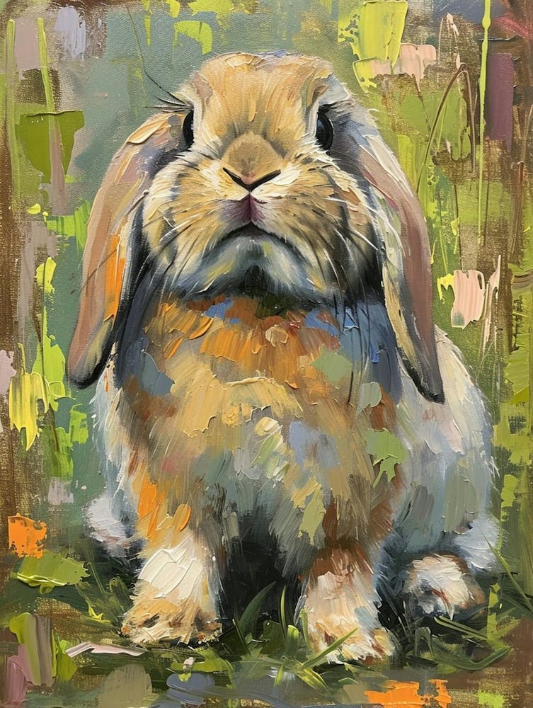 French Lop Rabbit Painting 4