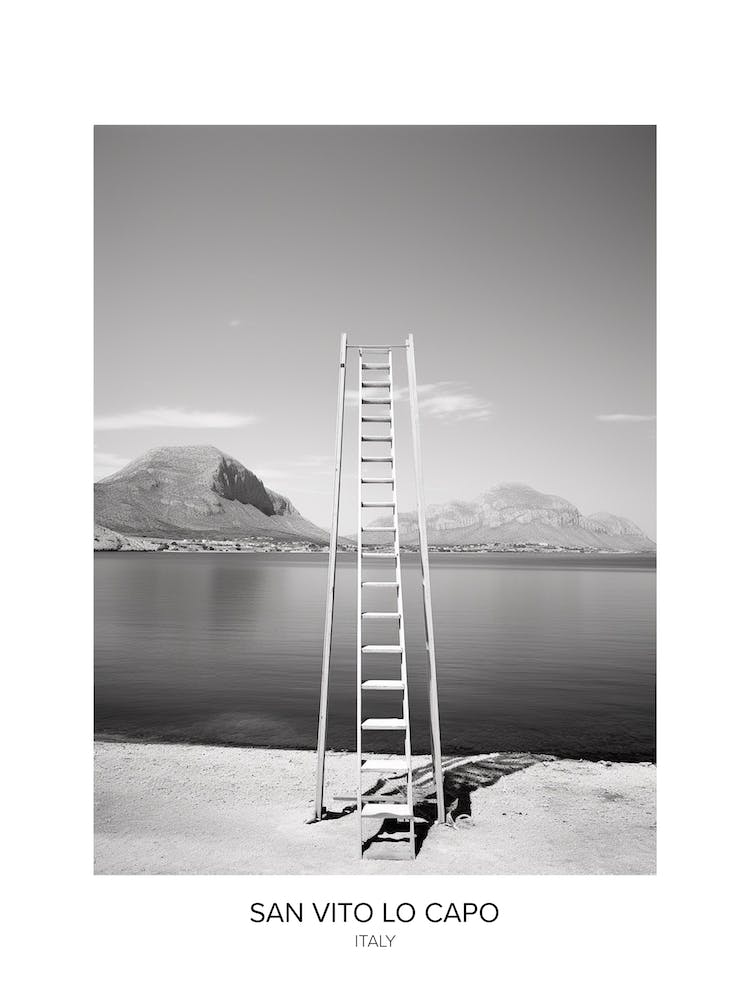 Poster Of San Vito Lo Capo, Italy, Black And White Photo 3