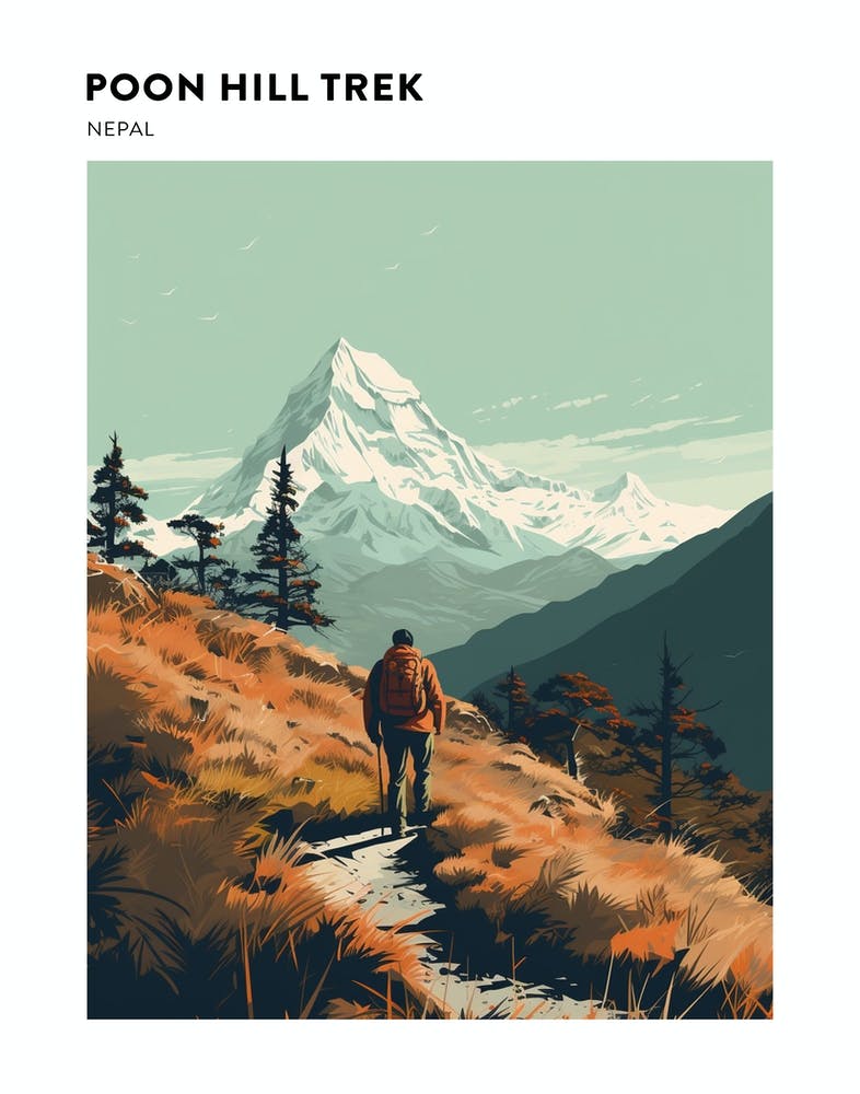 Poon Hill Trek Nepal 2 Hiking Trail Landscape Poster