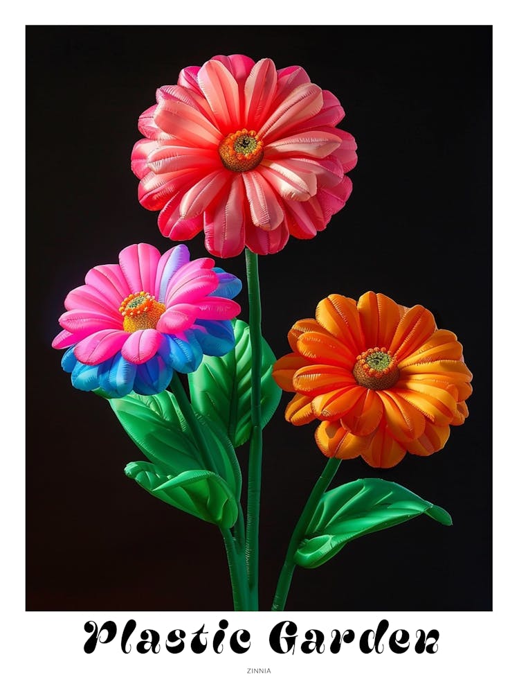 Bright Inflatable Flowers Poster Zinnia 1
