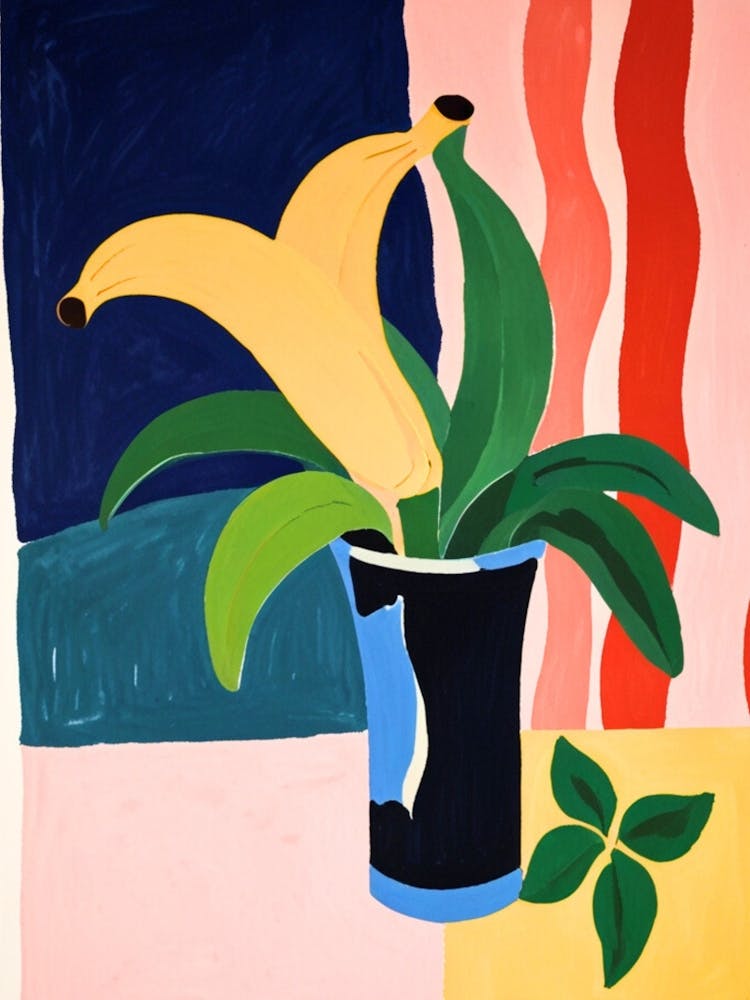 Bananas In A Blue Vase