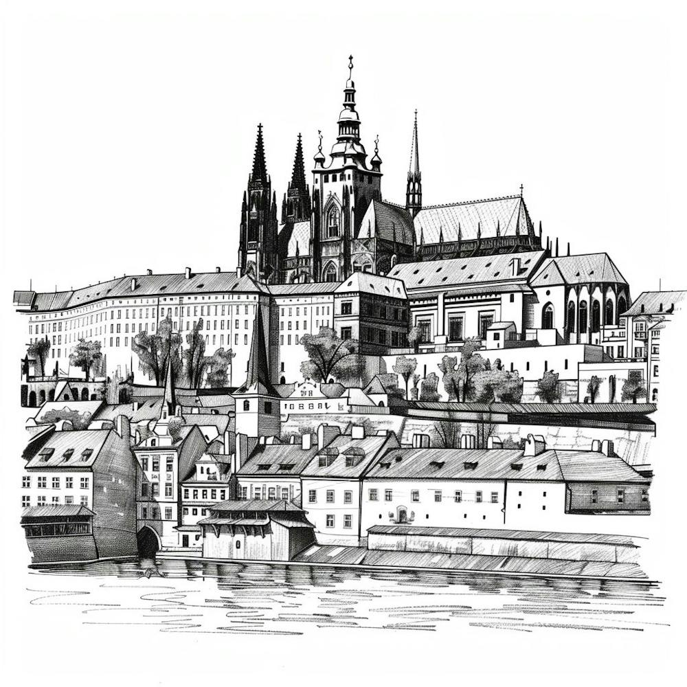 A Prague Castle In Prague Hand Drawn Sketch Illu 1720028371 3