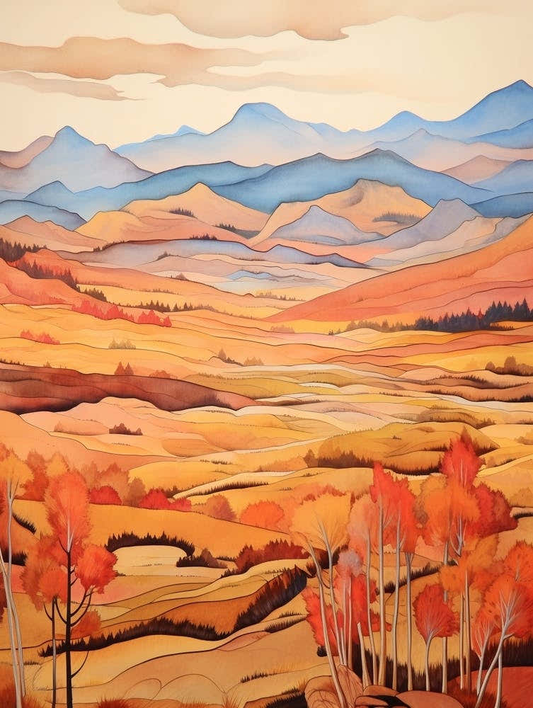 Autumn National Park Painting Rocky Mountain National Park Colorado Usa 1