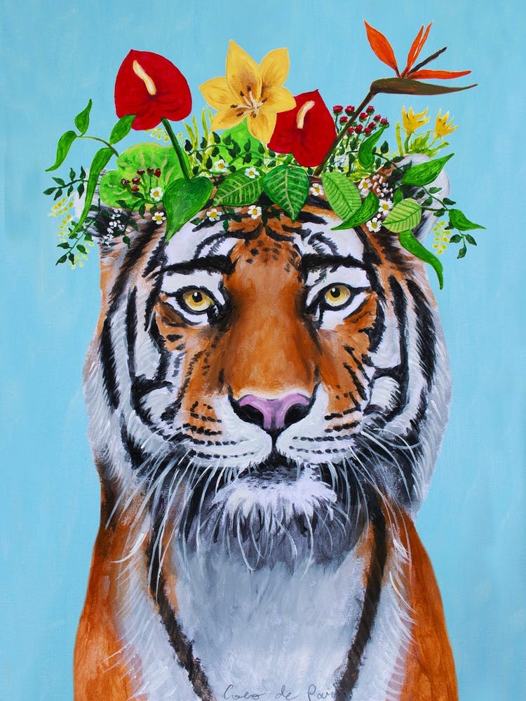 Frida Kahlo Tiger Orange In Blue 1