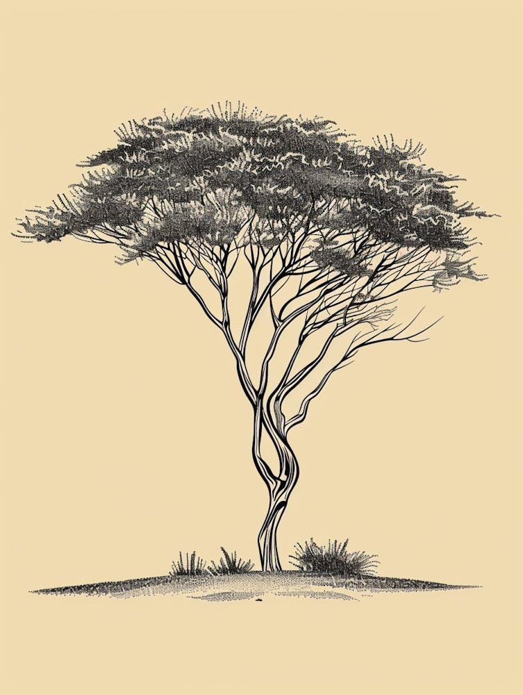 Acacia Tree Minimalistic Drawing 1
