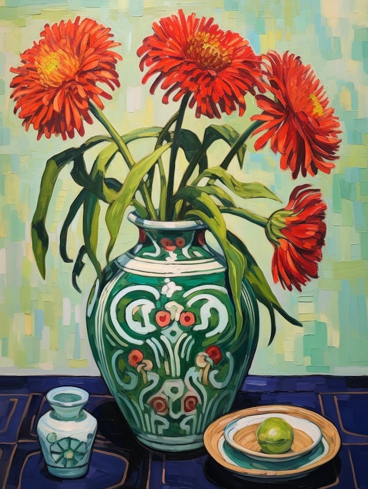 Flowers In A Vase Still Life Painting Gaillardia 3