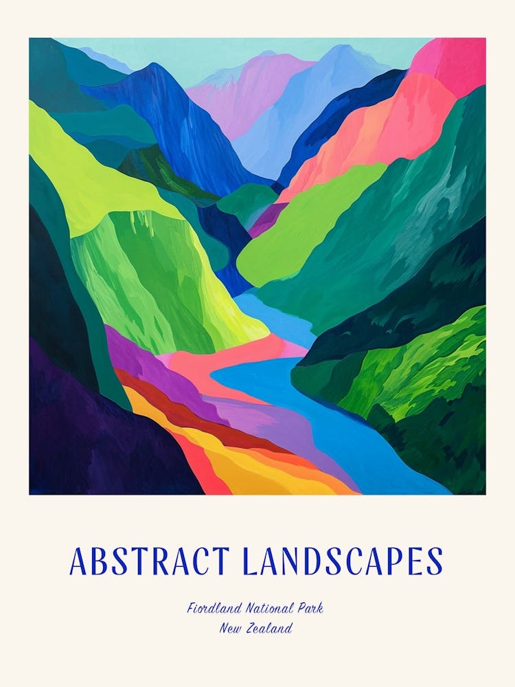 Colourful Abstract Fiordland National Park New Zealand 3 Poster Blue