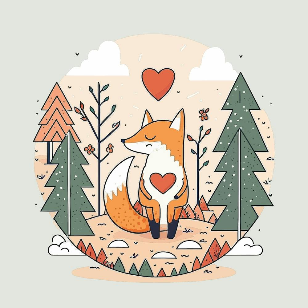Fuchs Kleiner Fuchs Liebe Glücklich Lächelnd Romantische Herbst Natur