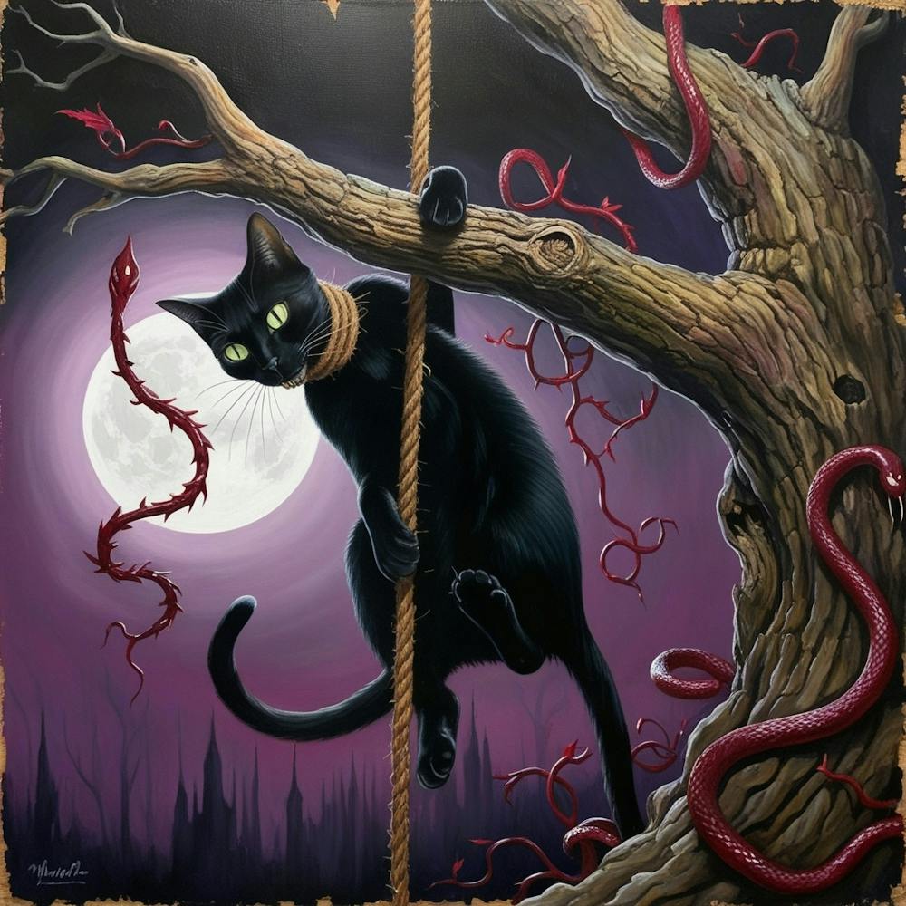 Default A Macabre Oil Painting On Distressed Canvas Depicting 2