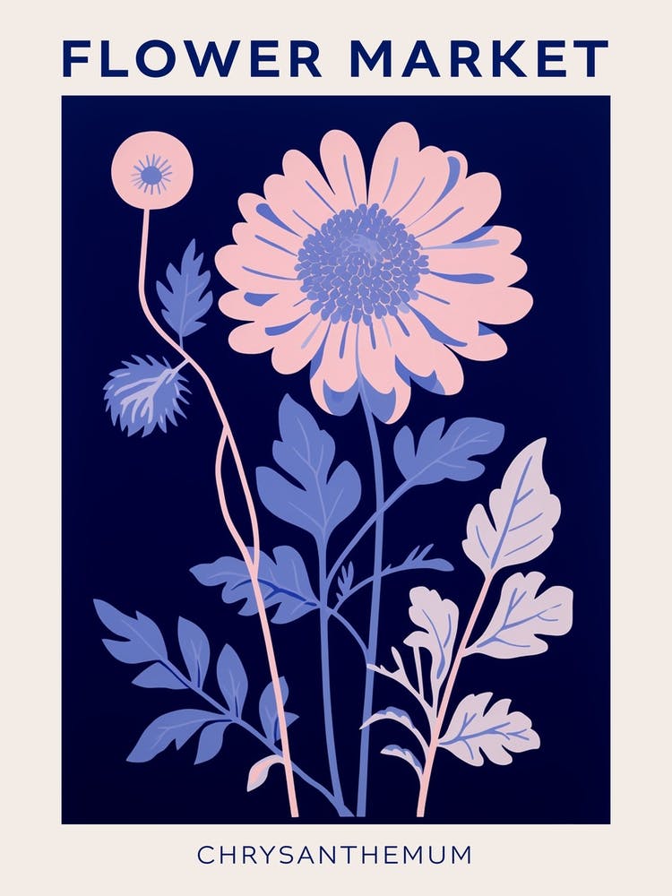 Blue Flower Market Poster Chrysanthemum 1