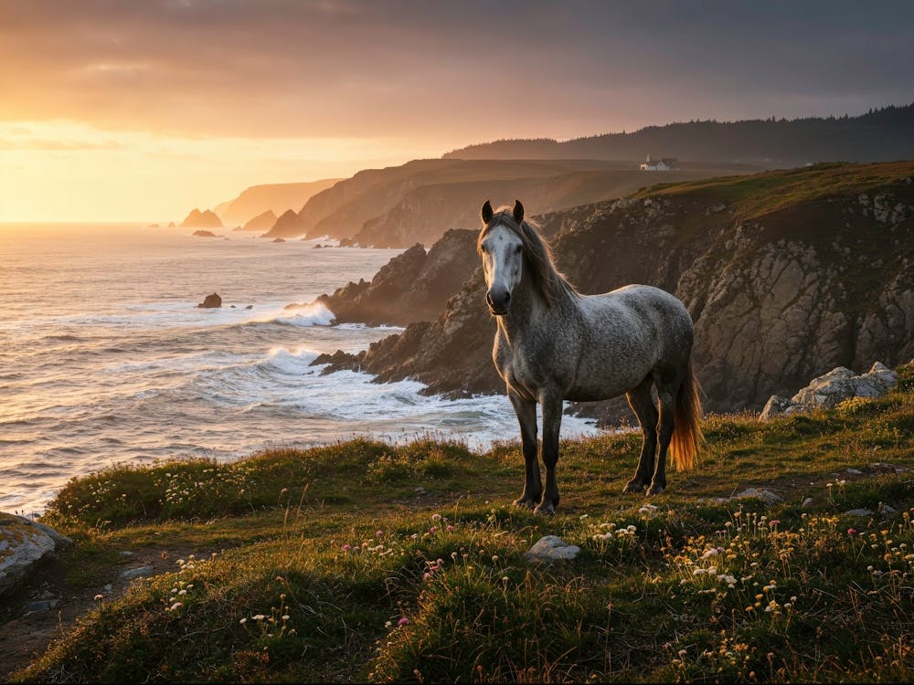 Cheval Au Coucher du Soleil