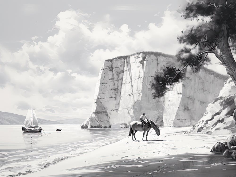 A Horse Oil Painting In Navagio Beach (Shipwreck Beach), Greece, Landscape 3