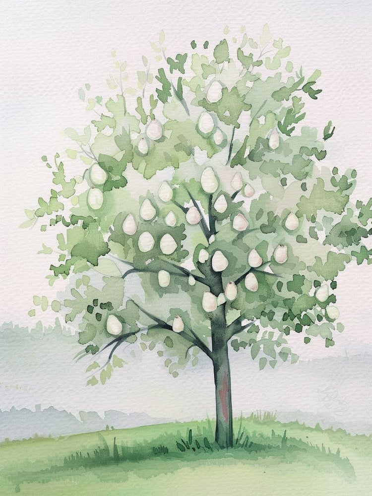 Pear Tree Atmospheric Watercolour Painting 1