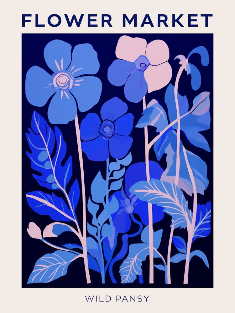 Blue Flower Market Poster Wild Pansy 3