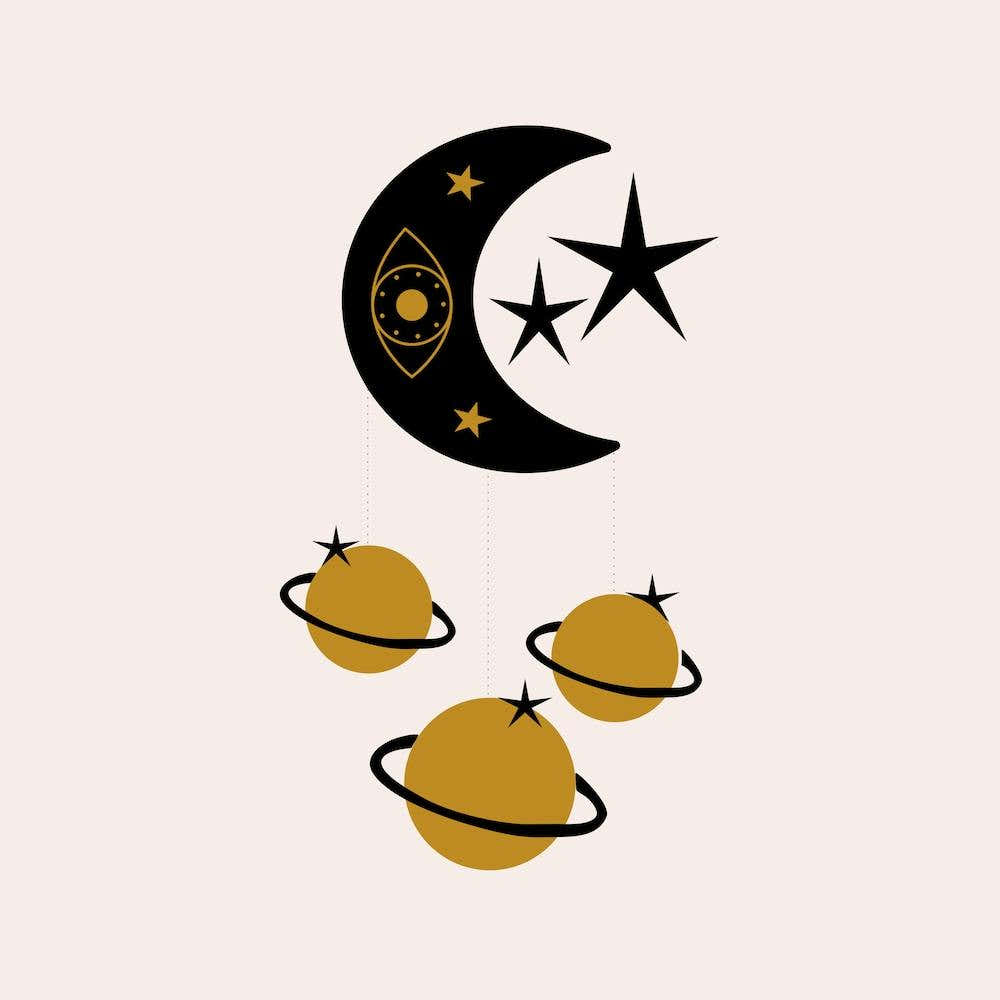 Moon Stars And Planets Square