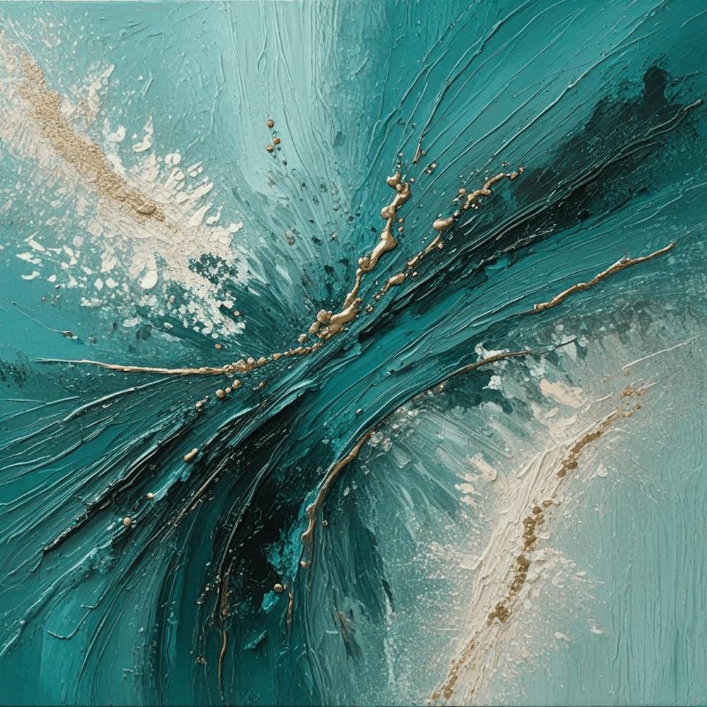 Teal & Gold Abstract 1