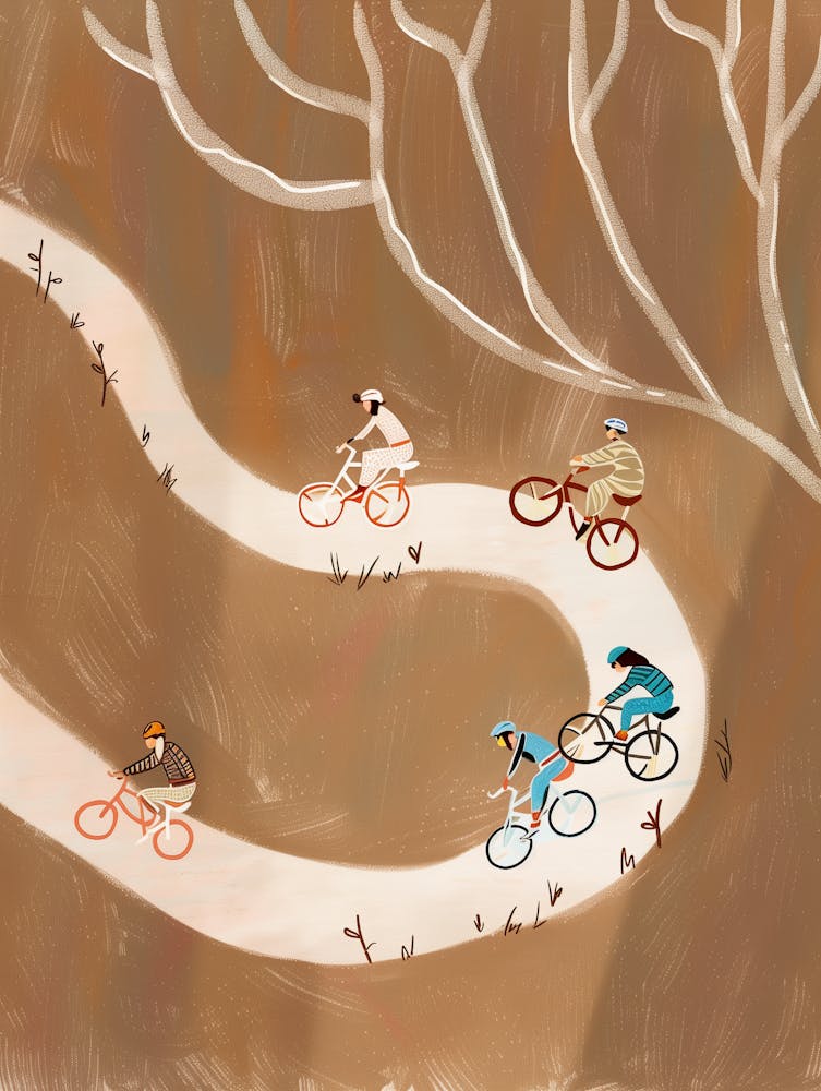 Cyclists In The Woods