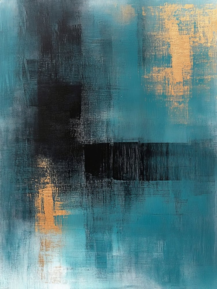 Teal And Black Abstract 1