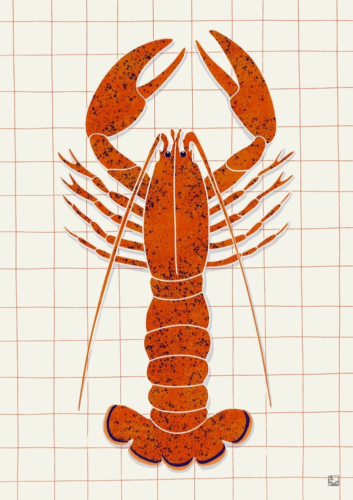 Lobster On Checkered Tablecloth