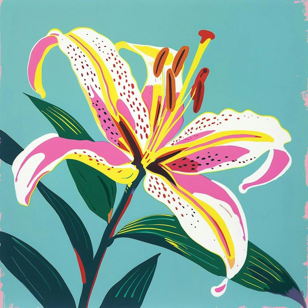 Lily 1 Square Flower Illustration