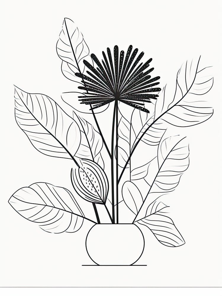 Boho Plant Bouquet Line Art 3