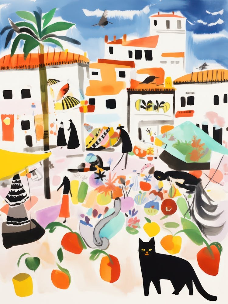 The Food Market In Mallorca 3 Illustration