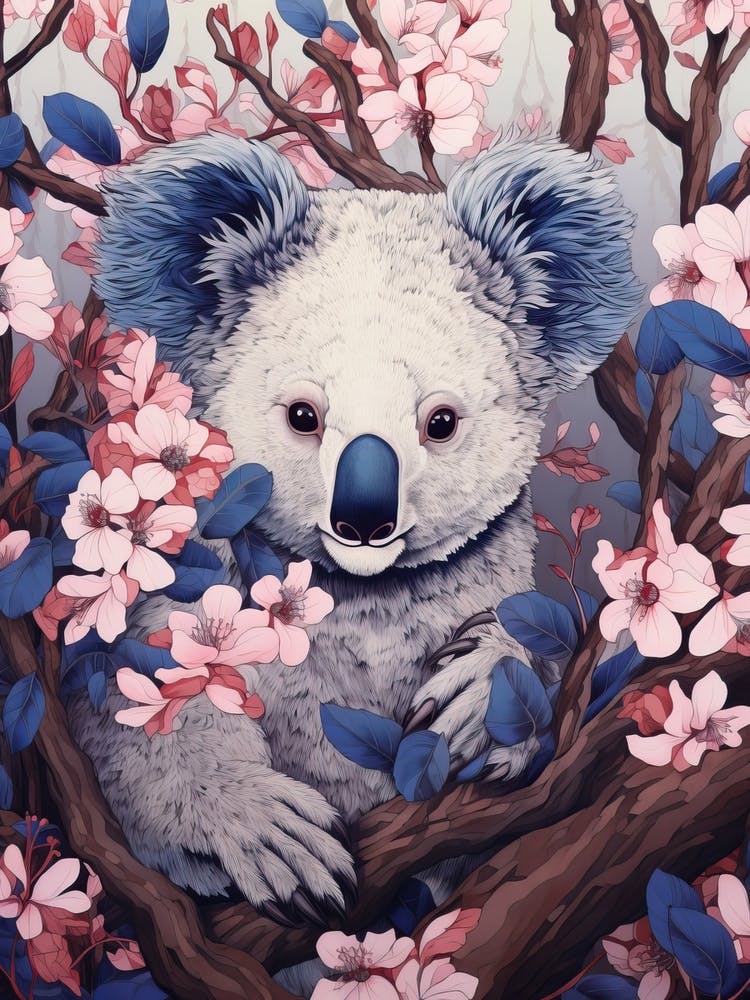 Koala Animal Drawing In The Style Of Ukiyo E 1
