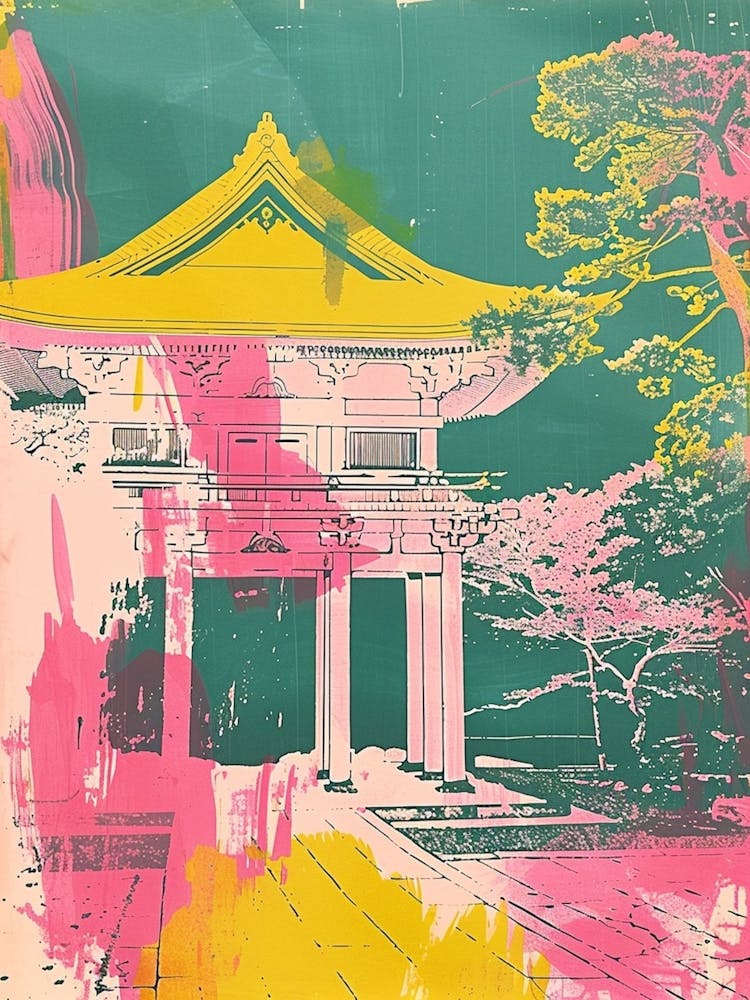 Japanisch Traditionell Strine Pink Siebdruck 3