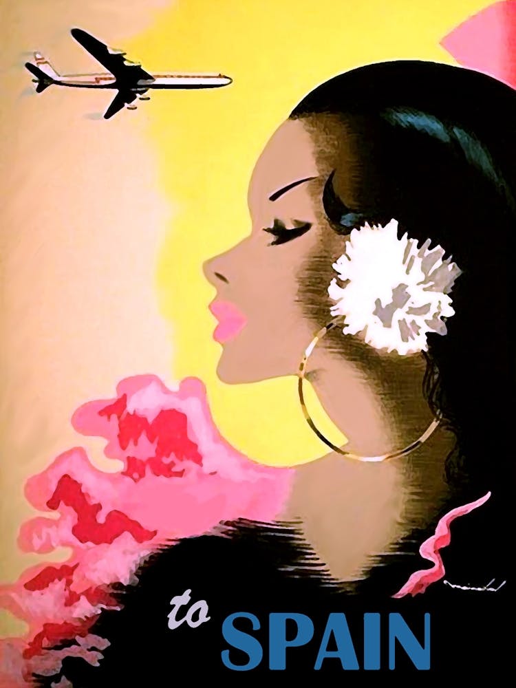 Spain, Vintage Airline Poster