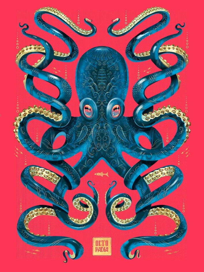 Octopus Magenta And Blue