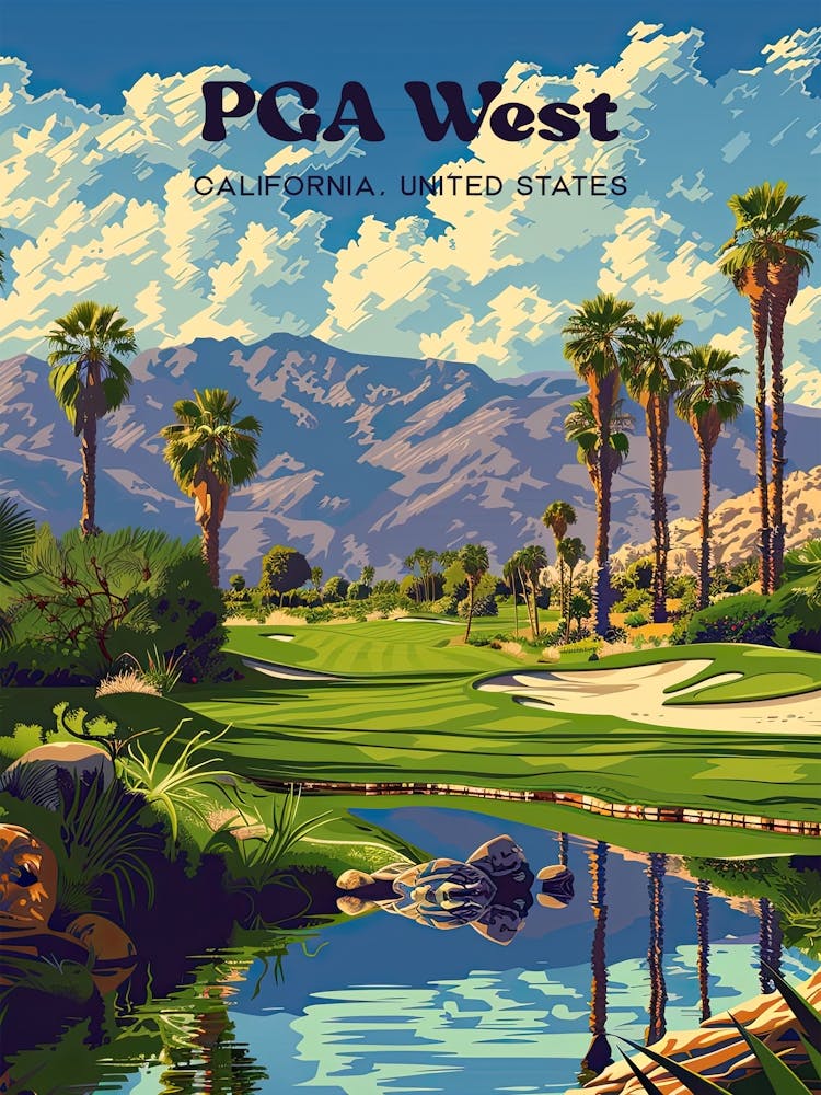 PGA West Golf Resort Travel Art Illustration