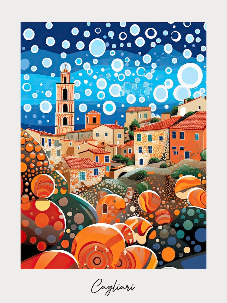 Poster Of Cagliari, Italy, Illustration In The Style Of Pop Art 4