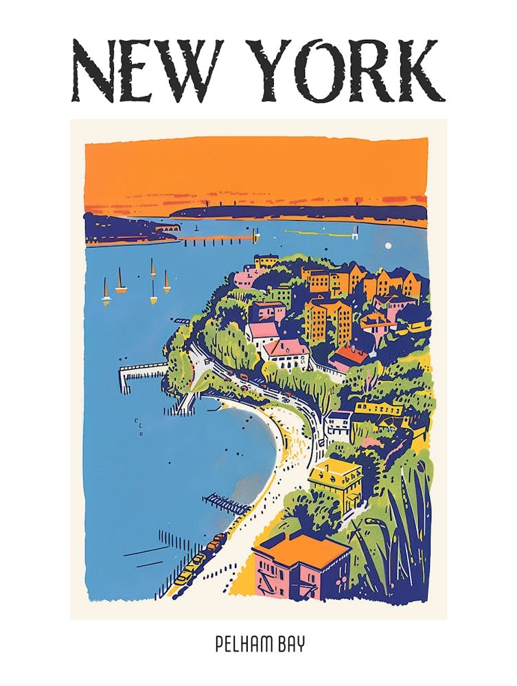 Pelham Bay New York Colourful Silkscreen Illustration 3 Poster