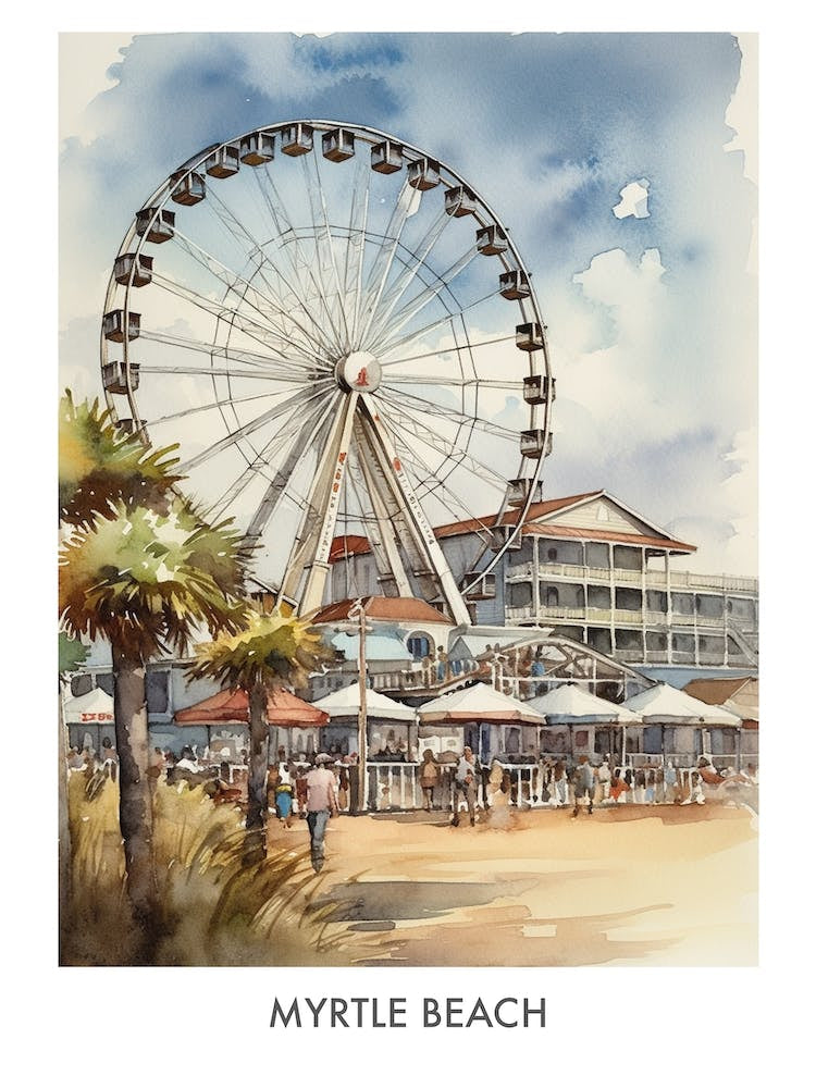 Myrtle Beach Watercolor 1travel Poster